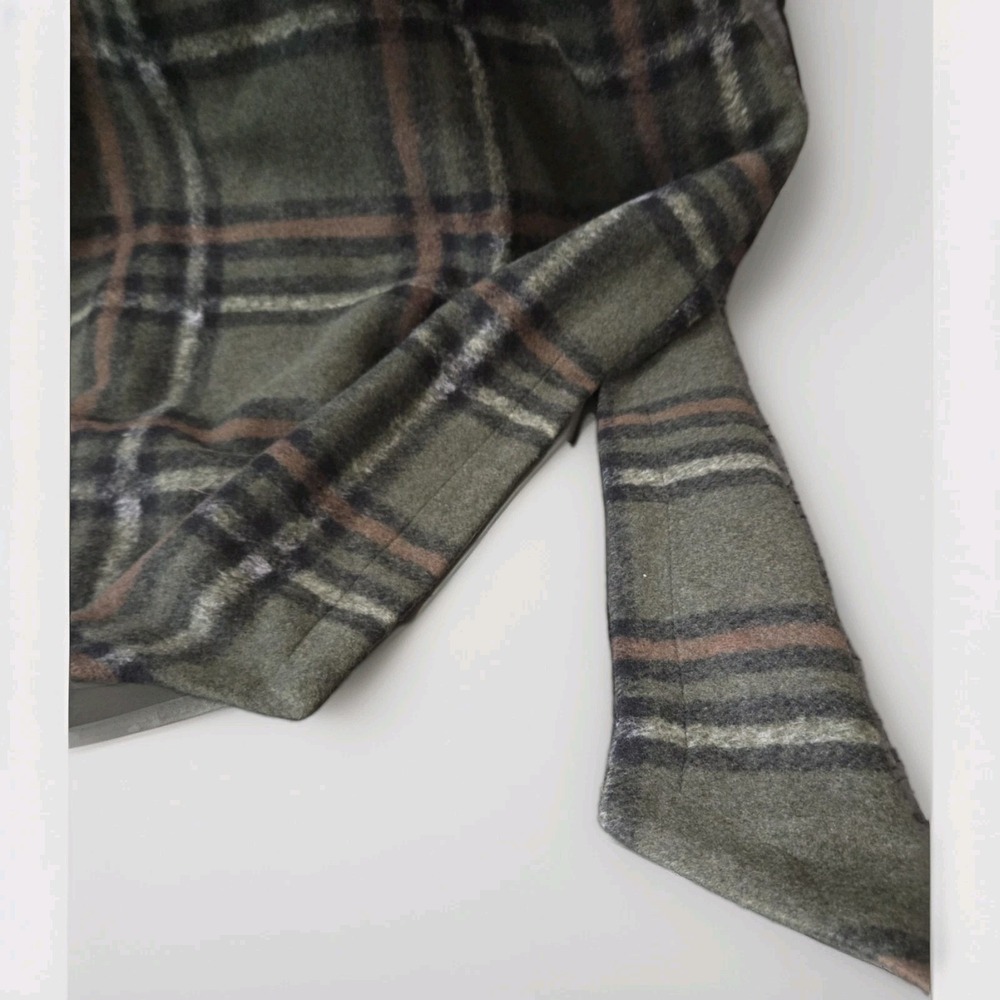 ELOQUII Long Plaid Belted Shacket Coat Green Brown Button Front Plus 18/20 - Picture 5 of 11